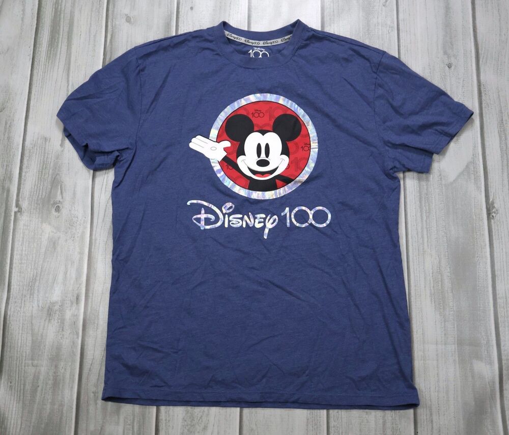 Disney 100th Anniversary Mickey Mouse Graphic Short Sleeve Crewneck T-Shirt Holo